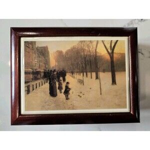 Boston Common at Twilight By Frederick Childe Hassam Ceramic Tile Keepsake Box